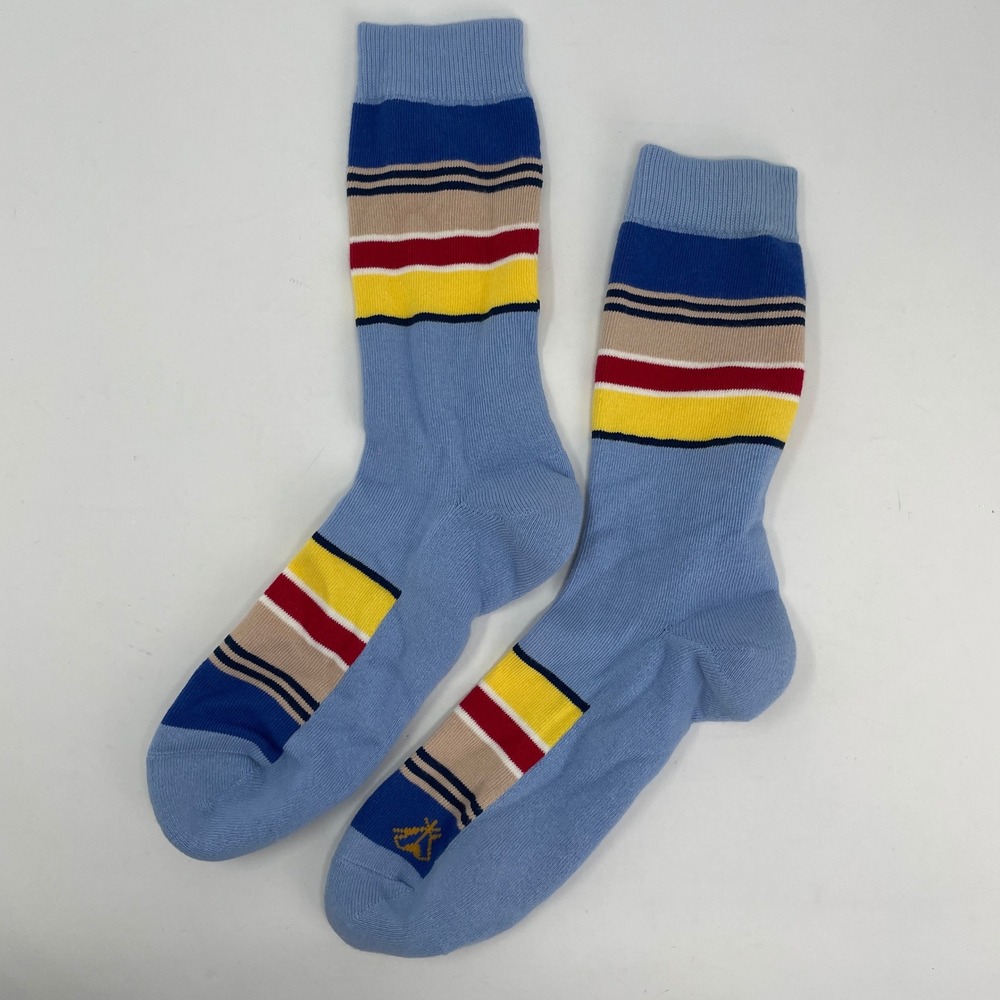 Pendleton National Parks Blue Striped Crew Socks Nature Gorp Sz L M 9-12 W 10-13